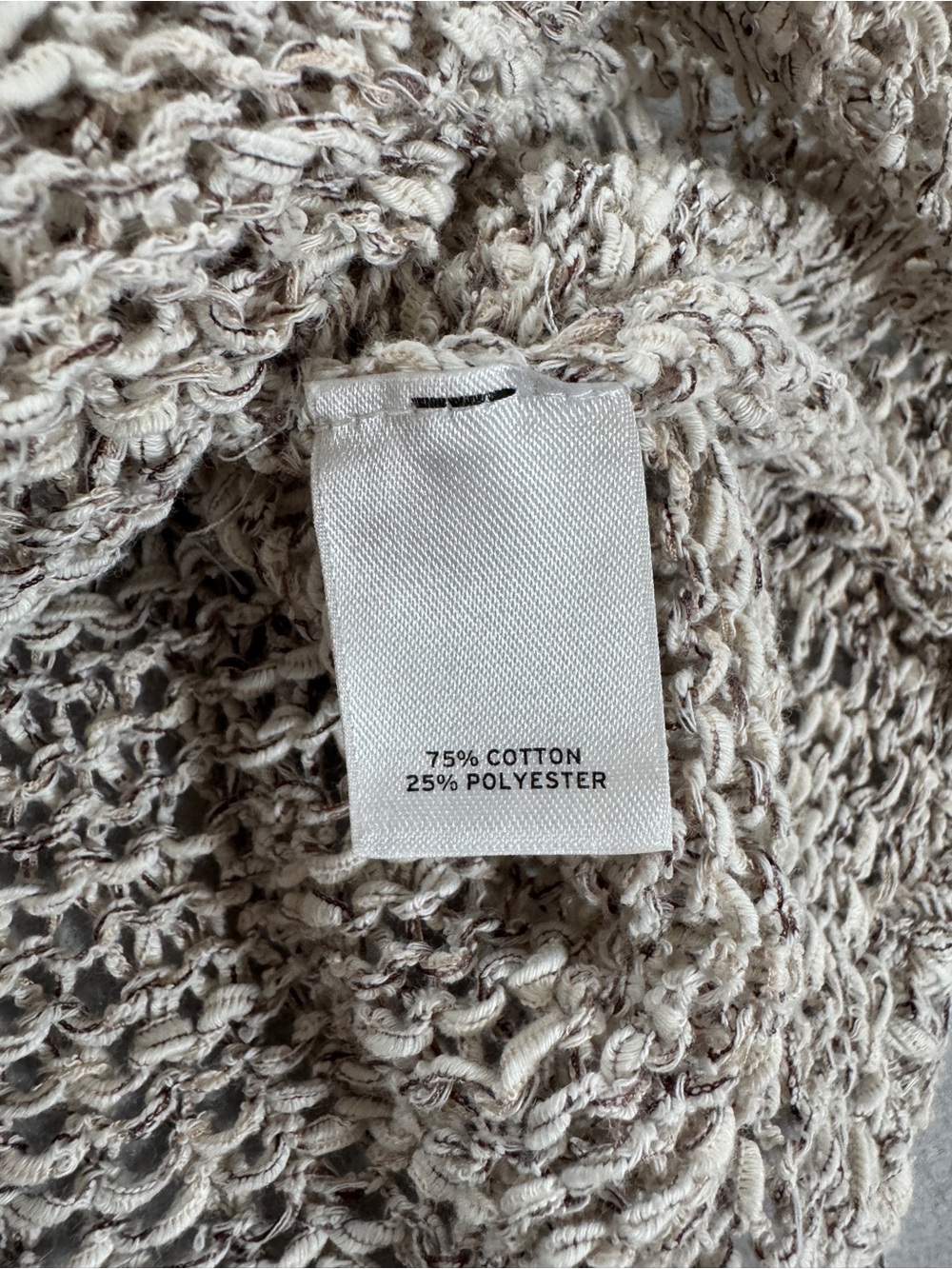 Caslon Open Knit Marled Cotton Blend Sweater XS Beige Oatmeal Scoop Neck Beach - Picture 8 of 10